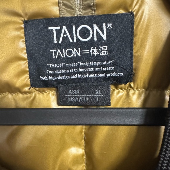 Taion Crew Neck Button Down Jacket L NWT Olive / Beige - Picture 2 of 5